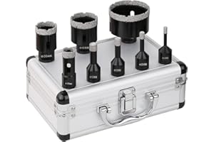 Vearter 8 Stück/Satz Diamant Kernbohrer Set, 6/8/10/12/20/35/45/68mm M14 Gewinde vakuumgelöteter Winkelschleifer Mauerwerk Lochsägen Set für Marmor, Fliesen, Keramik, Granit, Beton (schwarz)