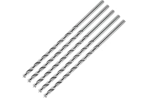 ENT EUROPEAN NORM TOOLS ENT 50404 Punta elicoidale per legno Ø 4 mm in confezione da 5, extra lungo 150mm, con punta centrale e pretaglio, D 4 x NL 100 x GL 150mm, codolo cilindrico, Acciaio ad alta velocità