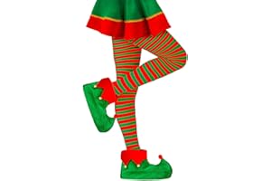 W WIDMANN MILANO Party Fashion - Strumpfhose gestreift, 70 DEN, Elfen, Weihnachtsmann, Weihnachten