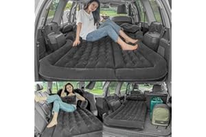 SanBouSi Matelas gonflable pour voiture SUV - Matelas gonflable déhoussable - Matelas de camping plus épais - Avec 2 coussins et pompe - Noir