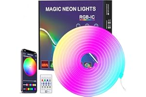 ‎PSTAR RGB Neon LED Streifen 4M, IP67 Wasserdicht Silikon Flexibler Silikon Neon LED Strip mit Fernbedienung,App-Steuerung, 5V LED band Neon Seil Lampe, anwendbar auf Schlafzimmer, Raum und Außendekoration