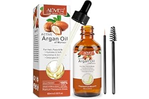 Bieyoc Olejek do włosów, 100% czysty marokański olejek arganowy, pielęgnacja zniszczonych włosów, tłoczony na zimno olejek do brody, paznokci i skóry, 2,02 l Oz