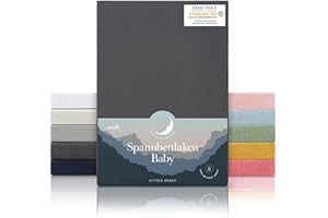 Laleni Draps Housses 60/70 x 120/140 cm en Jersey - Drap Housse Bebe certifié Oeko-TEX - Draps 60x120 lit Bebe 100% Coton - Drap Housse 60x120 lit Bebe - Drap Housse 70x140 - Drap Bebe - Anthracite