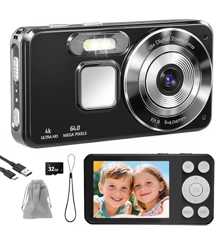 Macchina Fotografica Digitale Fotocamera Compatte con scheda da 32GB, 44MP 1080P HD con Zoom