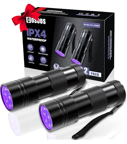 Lampe Torche UV 395nm Rechargeable - Pour Détection Taches, Camping, Pêche - 6