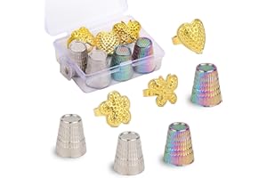 DEUDY 7 Pezzi Ditali da Cucito, Anello Ditale da Cucire in Metallo, Scudo per Fita Regolabile, Protezioni per Ditali per Cucire Quilting Accessori Cucito a Mano e Ricamo