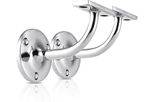 XFORT Set Di 2 Staffe Per Corrimano, Staffe In Acciaio Resistente Per Corrimano Per Scale, Per Corrimano In Legno E Acciaio, Staffe Eleganti Ed Eleganti Per Corrimano (Cromo lucido)
