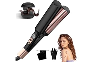 UKLISS Hair Waver Crimper - Mini Wave Curling Iron, Mermaid Waver for Wavy Hair, Pro Beach Waves Hair Curler with 5 Adjustable Temps (250-400°F) | Lightweight & Compact Size | Double Voltage - Black