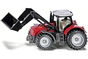 siku 1484, Tracteur Massey Ferguson avec chargeur frontal, Métal/Plastique, Rouge/Noir, Chargeur frontal mobile