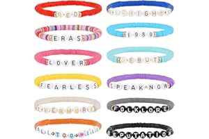 Omlalayi 12 Pièces Bracelets TS, Bracelet d'amitié pour S-wiftie, Bracelets pour Taylover Inspirés l'album TS Fearless 1989, Chanteur Concert Assortis aux Albums TS, Cadeaux pour Fans S-wifties