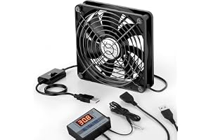 ELUTENG 140mm USB-fläkt med digital temperaturreglering, 14cm PC-fläkt med tre inställbara hastigheter, 5V USB-kylfläkt för PS5/PS4/bärbar dator/TV-box/router/mottagare