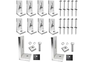 GXWCYI 10 Piezas Juego Soporte Placas Solares, Aluminio Soportes de Montaje de Paneles Solares en Forma de L, con Tornillos, para Sistemas Solares en el Techo, Soportes Fotovoltaicos
