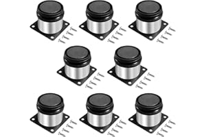 TESSTSY 8 Pezzi Piedini Regolabili per Mobili, 50mm Rotondi, Gambe per Mobili in Acciaio Inossidabile, Altezza Regolabile 0-15mm, per Piedi Letto,Rialzo Letto,Piedini per Divano,Armadietti, Comodini,con Viti