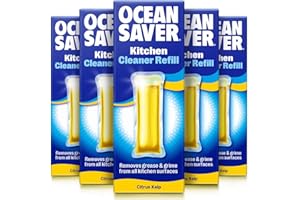 OceanSaver Eco Kitchen Surface Degreaser Spray - 6x 10ml Refills | Powerful Just Add Water All Purpose Kitchen Grease & Grime Cleaning Spray | Plant Based, Plastic & Cruelty-Free | Citrus Kelp Scent