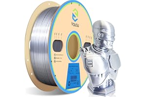 YOUSU filamento pla 1,75mm, Fimpresora 3d filamento, PLA 1kg(2,2 libras) Bobina, Precisión Dimensional +/- 0,03 mm, Pla seda Plata