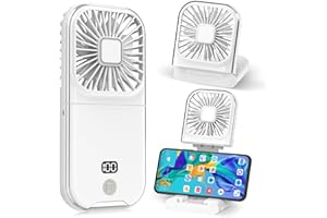 Dealswin Mini Ventilatore Portatile Ventilatore a Batteria 3000mAh USB Ricaricabile con 4 Velocità Portable Fan 180° Pieghevole Ventilatori da Tavolo per Ufficio Casa Campeggio（Bianco）