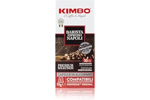 Kimbo Coffee Espresso Napoli Capsules (1 x 10) | Nespresso Coffee Pods | Italian Capsules Medium Dark Roast | Made with Arabica and Robusta Beans | Nespresso Coffee Machine Compatible