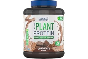 Applied Nutrition Plant Protein Powder – Critical Plant Vegan Protein Shake with SOYA, Pea, Brown Rice Proteins & Essential Amino Acids - Dairy-Free Gym Supplement (1.8kg - 60 Servings) (Chocolate)