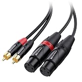 Cable Matters Dual XLR Female to RCA Cable, 1.8m | Dual XLR female to RCA stereo cable for connecting compatible XLR and RCA