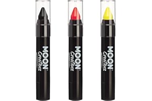Face Paint Stick Body Crayon by Moon Creations | Black Red Yellow Set | Germany, Belgium Euro 2024 | 3.2g | For Kids, Adults, Fancy Dress, Festivals, Halloween