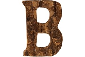 Anawakia Lettres en bois A B C D E F G H I J K L M N O P Q R S T U V W X Y Z vintage écorce de bois massif chiffres & 0 1 2 3 4 5 6 7 8 9 rétro DIY décoration (B)