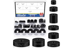 Glarks Kit surtido de espaciadores redondos de goma de 8 tamaños, arandelas de neopreno redondas negras multiusos, bujes espaciadores de goma antivibración para reparación eléctrica y accesorios de