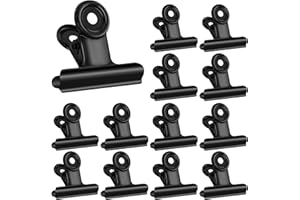 JEFFOUOO 12 Stück Groß Bulldogge Büroklammern,50mm Bulldog Clips Metall Klammern,Multi-function Clip Bulldog Binder Clip für Fotos Zeichnungen Kunsthandwerk Büros Küche Hause,Schwarz