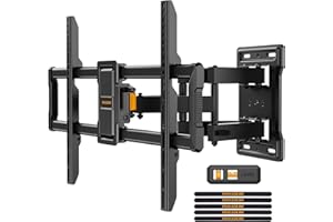 PERLEGEAR Soporte TV Pared Movimiento Completo para Pantallas Planas y Curvas de 42-84 Pulgadas, Soporte TV con Giro, Inclinación sin Herramientas, MAX VESA 600x400mm hasta 60kg, PGLF12-E