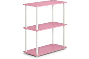 Furinno Turn-N-Tube Regał, Drewno, Różowy/Biały, 3 Poziomy