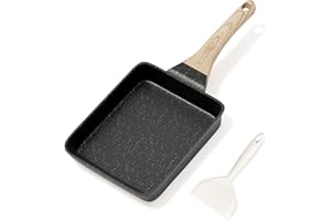 RIOVARM Induzione Tamagoyaki Padella per frittate, Antiaderente Padella per uova con rivestimento in granito, Padella piccola senza PFOA, Padella per pancake per la colazione, Padella da campeggio