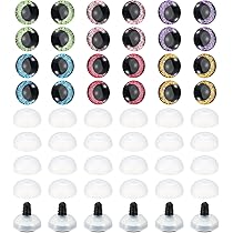 Kit Crochet Amigurumi PATIKIL Yeux De Sécurité Flash De 20mm, 60 Pièces Faux Yeux Réalistes Colorés Pour Le Crochet Pour La Décoration D'Accessoires, 6 Couleurs Yeux Mobiles
