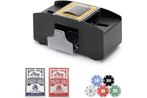 Rosemary 2 Automatic Deck Card Shuffler with 2 Poker Cards and a set of Poker Chips Great for Classic Poker & Trading Card Games