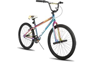 HH HILAND Hiland Bicicletta per ragazzi e ragazze da 24/26 pollici, Junior BMX, Bicicletta BMX per studenti, Freestyle, 2 pedali in acciaio, ruota libera