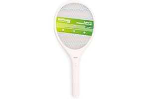 Bodyguard Anti Mosquito Racquet Rechargeable Insect Killer Bat with LED Light, White - 1 Unit | Single Charge Lasts for 30 Da