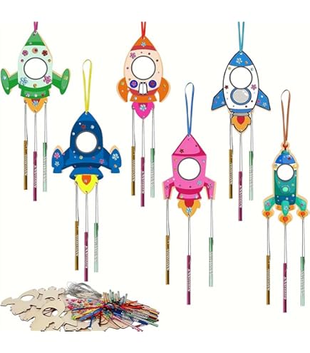 Baker Ross Lot De 4 Carillons à Vent En Bois Pour Enfants à Peindre Et