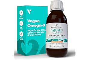 Vegetology Omega 3 | Vegan Omega 3 from Microalgae | Mild Orange Flavoured Liquid | Stronger Than Fish-Based Supplements | 100% Natural & UK Made | Vegan Omega Fish Oil Alternative