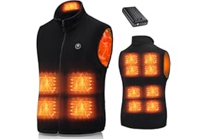 BIAOQINBO Gilet Chauffant avec Batterie 27000mAh 7.4V Veste Chauffante Polaire Jacket 3 Niveaux de Chaleur 13 Zones Homme Femme