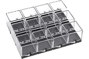 Amosfun Cajas Transparentes Para Minerales 12 Piezas 1.38In Exhibidor De Muestras Plástico Para Colección Almacenamiento En Casa Oficina Escuela