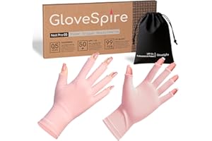 GloveSpire Thickened UV Gloves for Nails, UPF50+ UV Protection Gloves, Fingerless Design for Women Gel Manicures Anti UVA UVB Light(Blush Pink, One Size Fits Most)