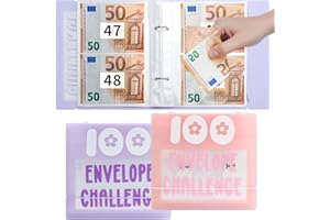 PGTC 2 Paquetes De Challenge Binders,Caja De DesafíO Para Ahorrar Dinero En Efectivo,DesafíO Familiar Con Sobres De Efectivo,Planificador De Presupuestos,Hoja De DesafíO De Ahorro (Rosa&Morado)