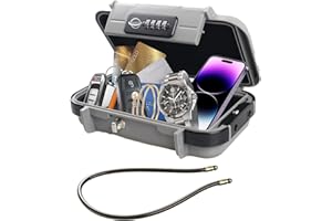 SISAV Portable Safe Box,Combination Safe with Removable Cable,Set Your Own Combination,For Travel,Family and Outdoor Camping Activities Grey