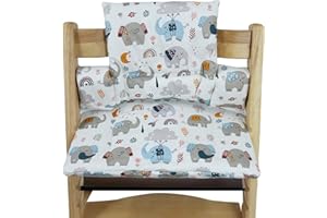 LEKEFETO LEKEFET Cojín de asiento para niños Stokke Tripp Trapp, 2 piezas, resistente al agua, cojín de asiento suave extraíble para bebés, fácil limpieza, fácil fijación - Parque de elefantes