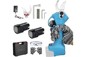 Vothen Tijera de Podar Electricas Cortador Eléctrico de Ramas Inalámbrica Profesional 18V Fuerte Hoja de Acero Dentro de 30MM para árboles Jardín (Azul)