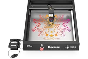 Mecpow X4 Incisore laser con assistenza pneumatica, taglierina laser da 22 Watt per legno e metallo, fresatrice cnc da 144 Watt con arresto di emergenza, rilevamento fiamme e giroscopio