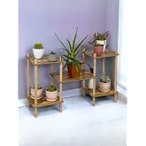 3 Katlı Ahşap &Ccedil;i&ccedil;eklik Rafı, Dekoratif Saksı Standı, &Ccedil;i&ccedil;eklik, &Ccedil;i&ccedil;ek Sehpası, &Ccedil;i&ccedil;ek Rafı, 92x52x29 cm, &Ccedil;ok Ama&ccedil;lı Bitki Organ