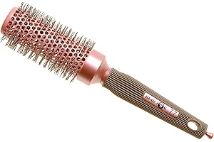 Head Jog 77 Pink Radial Brush. Ceramic Coating Barrel with Nylon Bristle & Rubber Handle. Lightweight & Durable Hair Brush for Hairdressing. Reduce Frizz for Healthy Looking Hair. (33mm)