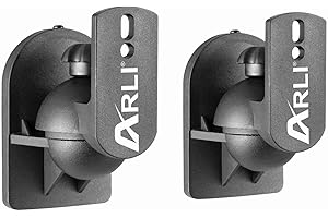 ARLI 2X Lautsprecher Wandhalterung schwarz Universal Wandhalter Halterung Boxen Halter flexibel neigbar drehbar bis 3,5 kg Werkzeuglose Montage Deckenmontage + Wandmontage