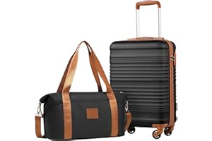 COOLIFE Handgepäck Koffer 55x35x20cm + 20L Kabinentasche(40×25×20cm) Set für Ryanair & Easyjet mit 4 Rollen & TSA Schloss – ABS-Hartschale, Leicht Kabinenkoffer | Reiseutensilien