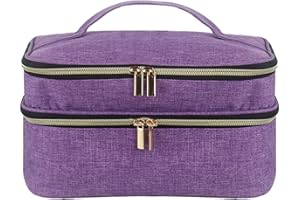 POMUROM Large Sewing Box, Sewing Bag with Compartments, Double Layers Sewing Tools Organizer and Storage, Sewing Accessories Storage Box for Thread, Needles, Pins, Buttons and Measuring Tape (Bag Only)