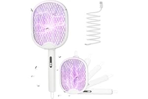 WOCVRYY Elektrische Fliegenklatsche Extra Stark 4000V 1800mAh 3 in 1 Akku Aufladbar Elektro Mückenklatsche mit Type C Wiederaufladbarer LED-Licht Fly Fliegen Killer Zusammenklappbar für Indoor Gärten